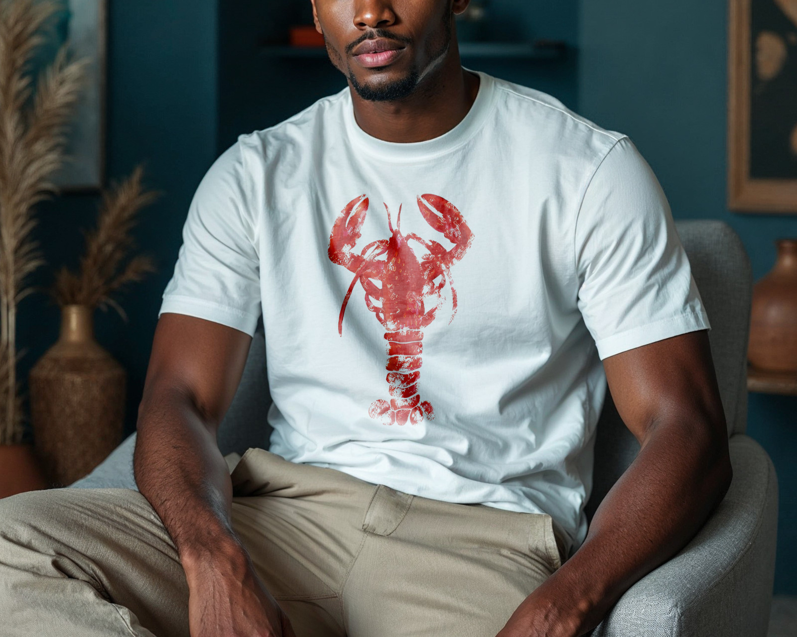 Red Lobster Graphic T-Shirt Coastal Nautical Beachwear Summer Ocean Seafood A82