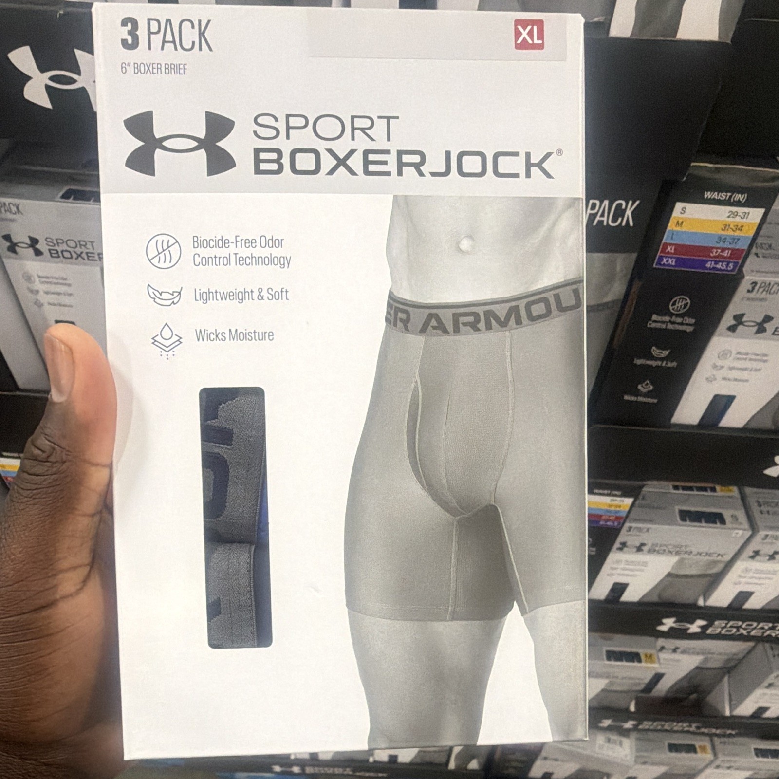 Under Armour Sport Boxerjock 3-Pack 6in Boxer Briefs XL Royal Moisture Wicking