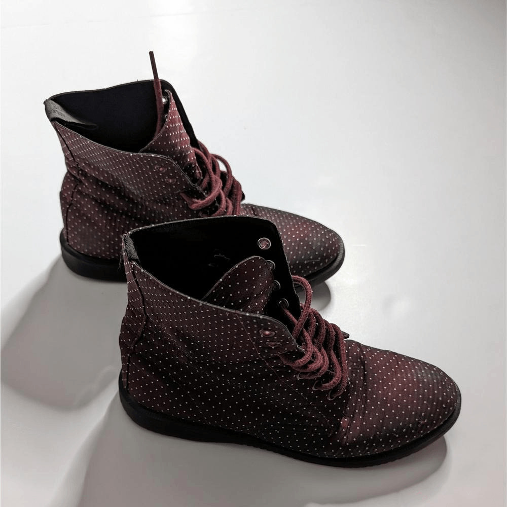 Dr. Martens Evan Ankle Lace Up Boots Polka Dots Pattern Size 9