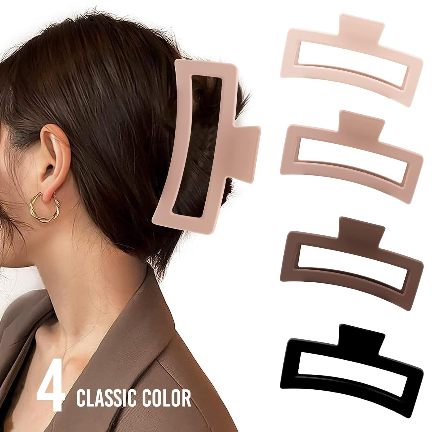 5 Inche Extra Large Claw Clips for Thick Hair and Long Hair, 4 Pack Xl Jumbo Cla