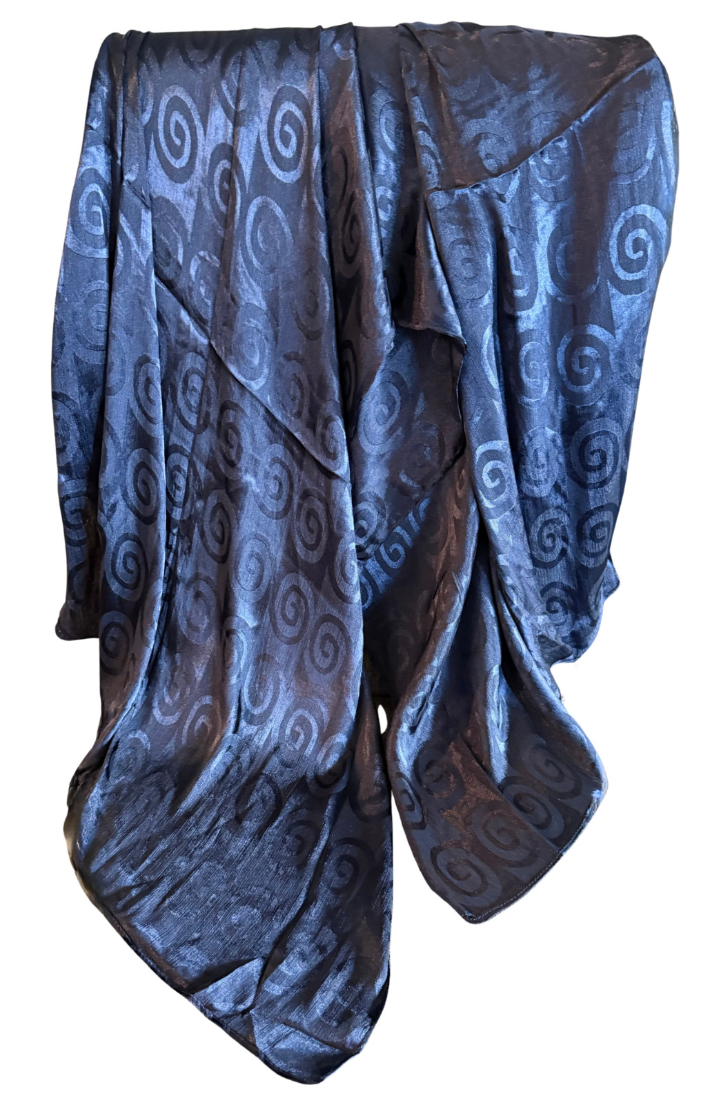 Silk Striped Printed Scarf for Women – Metalic Blue