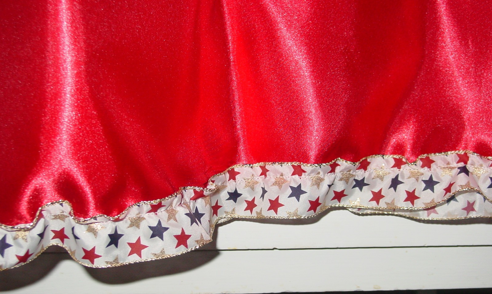 4th Of July Memorial Red Satin Half Slip Star Trim 28″-48″ Sissy-XXL 1X 2X NEW