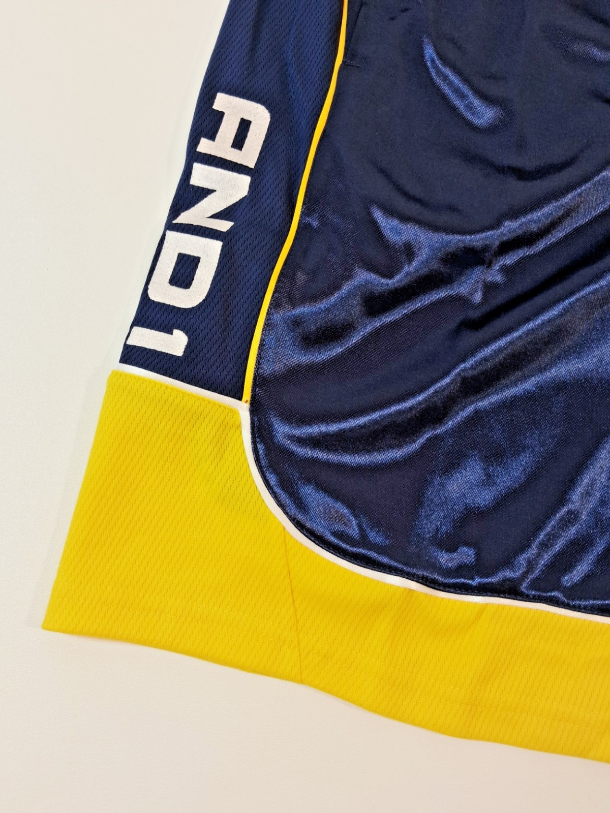 And1 Mens Athletic Shorts Basketball Gym Navy Blue Yellow M L XL 2XL 3XL SIZES