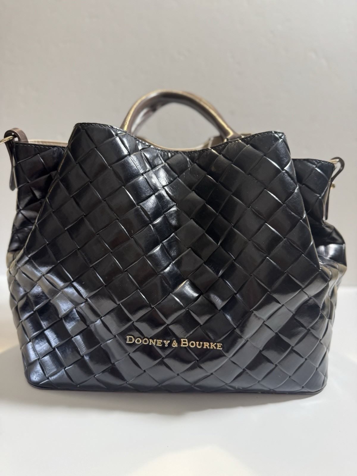 Dooney & Bourke Black Barlow Satchel Top Handle Detachable Strap Gold Hardware