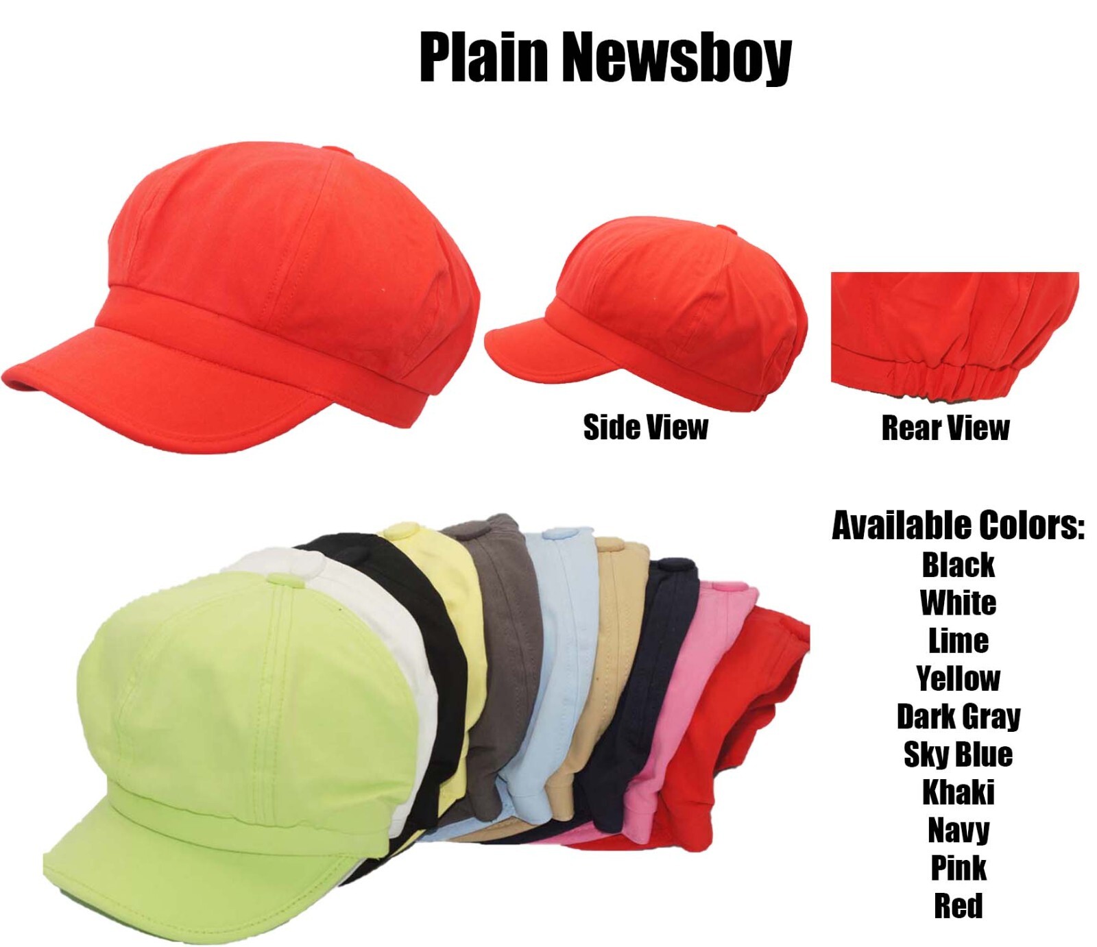 Women’s Lightweight 100% Cotton Soft Fit Newsboy Cap with Elastic Back