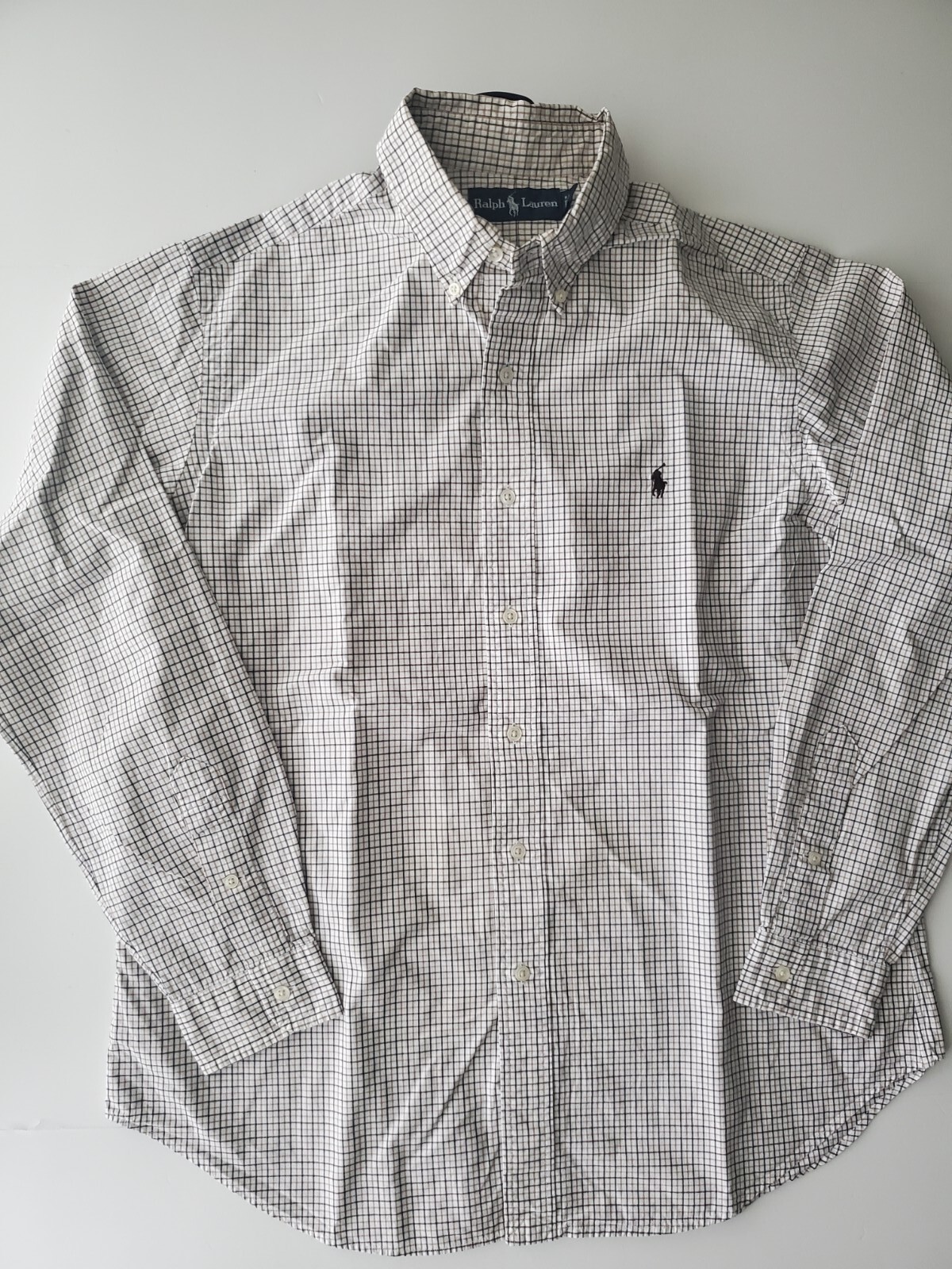 Ralph Lauren Brown Beige White Tartan Plaid Shirt Sz L EXCELLENT