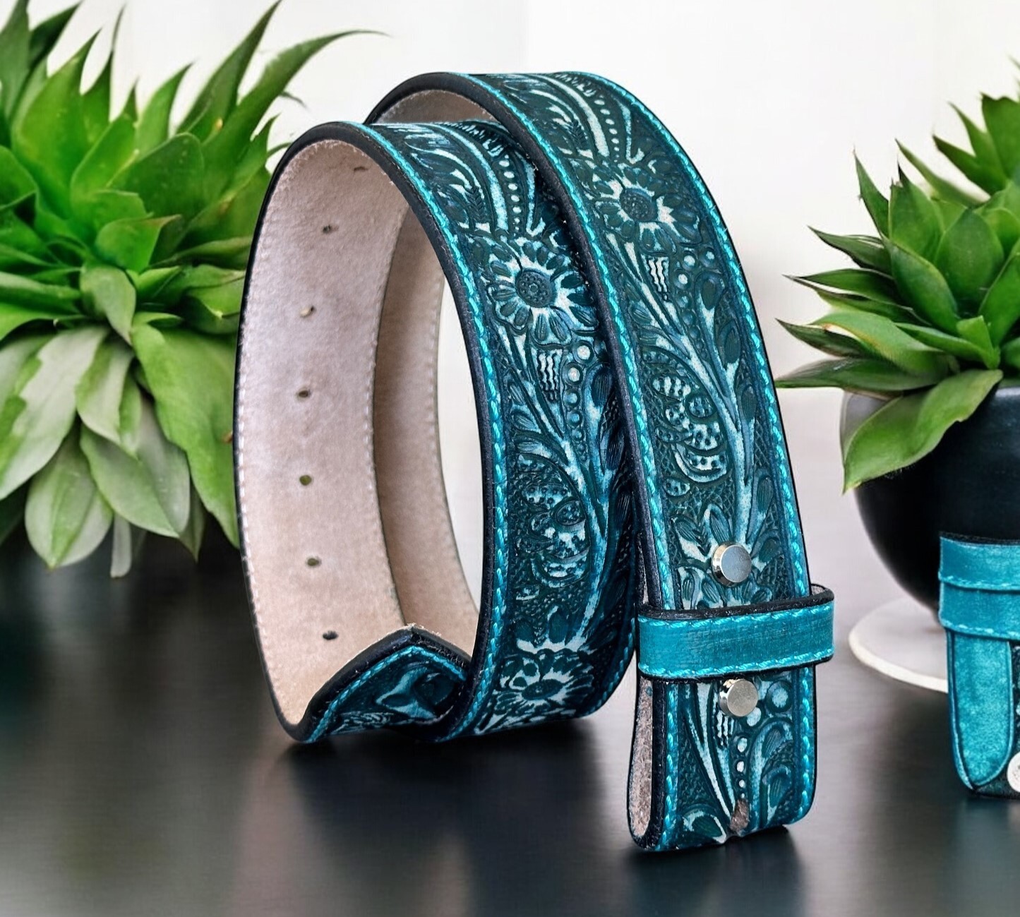 Western Belt Handmade Strap Men’s Full Grain Leather No Buckle Cowboy Rodeo Belt