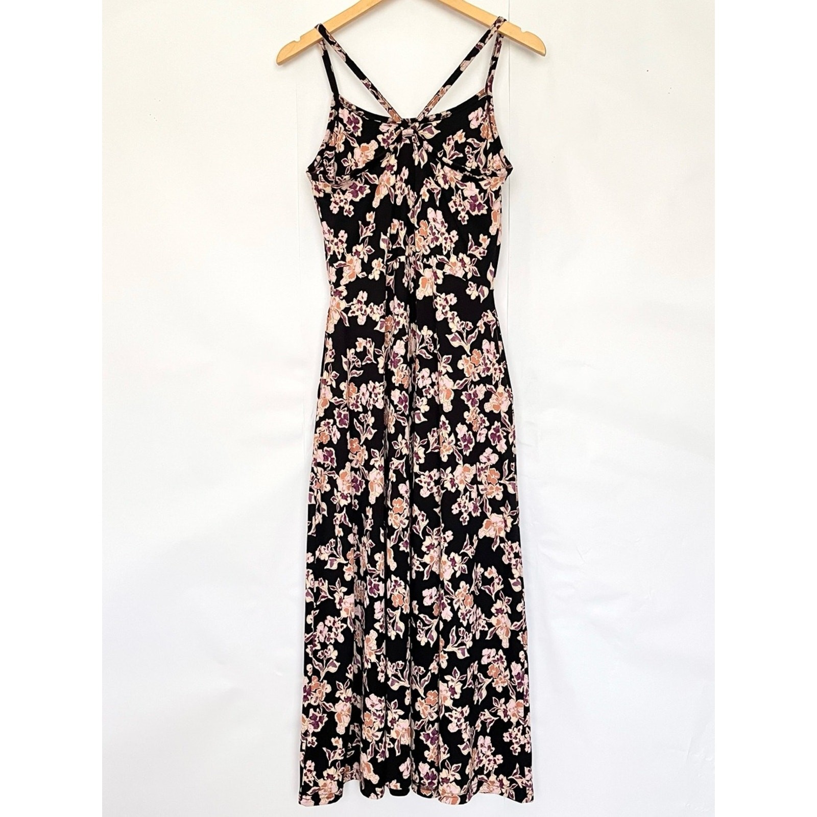 Pact Organic Fit & Flare Midi Dress Floral Pockets Size Large Multicolor Posies
