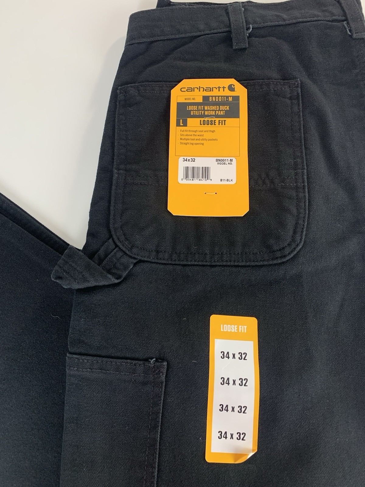 Carhartt Loose Fit Washed Duck Utility Work Pants Black NWT BN0011-M Various Siz