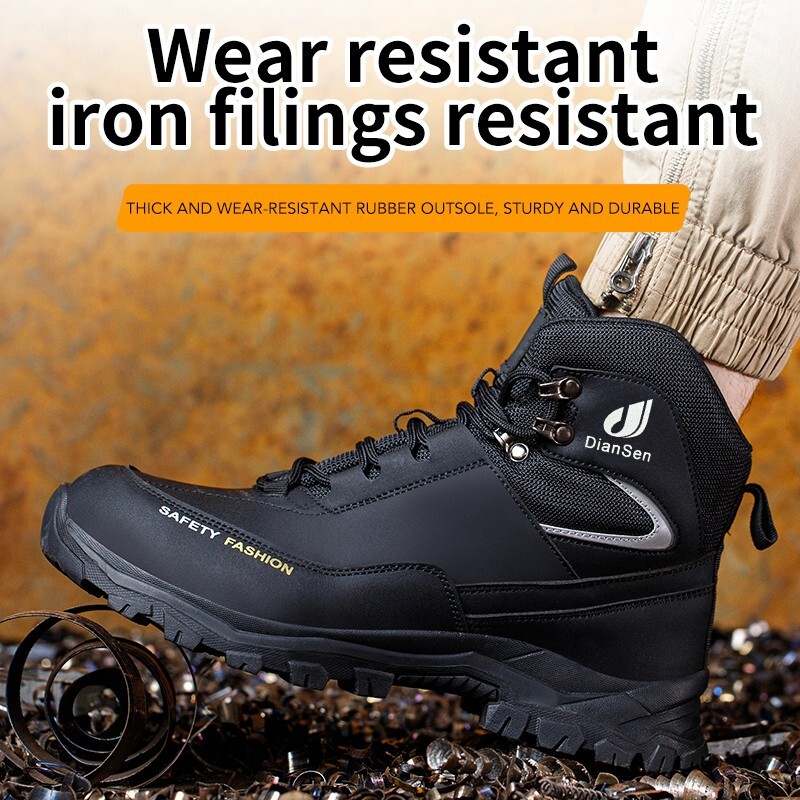 Men’s Steel Toe Work Boots Waterproof Anti-Smash Safety Shoes Construction Shoes