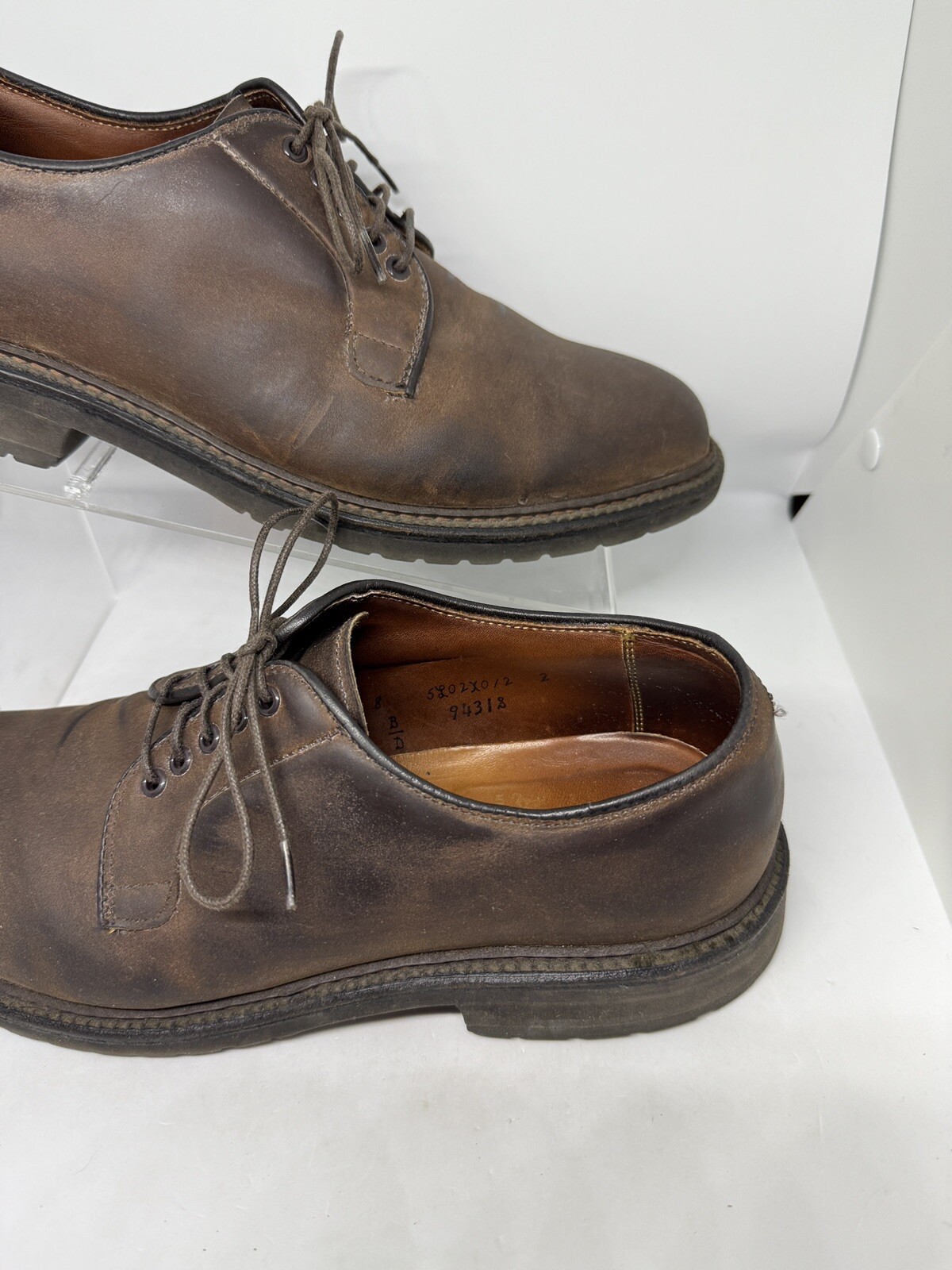 ALDEN Sz. 8 B/D Oxford Dress Shoes Goodyear Welt Oiled Leather Ombre Dk Brown .1