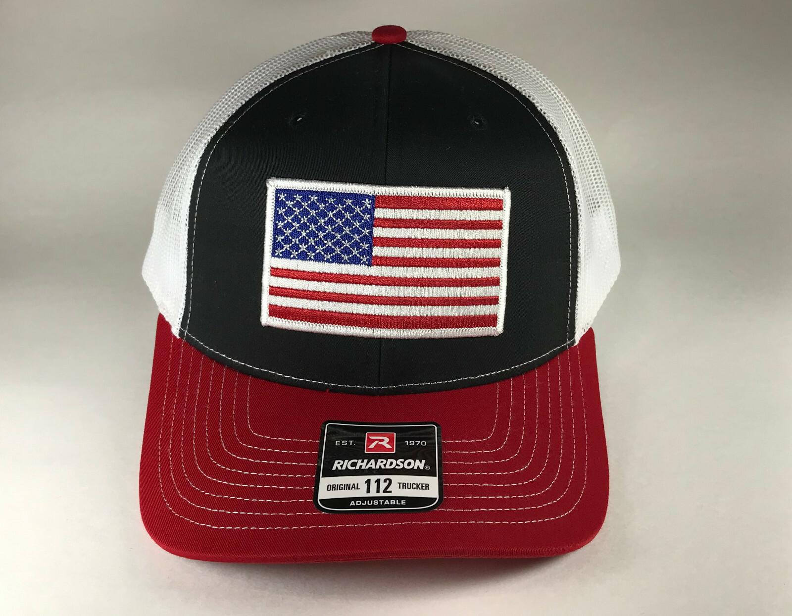 Richardson 112 American Flag 6 Panel Adjustable Snapback Trucker Mesh Hat