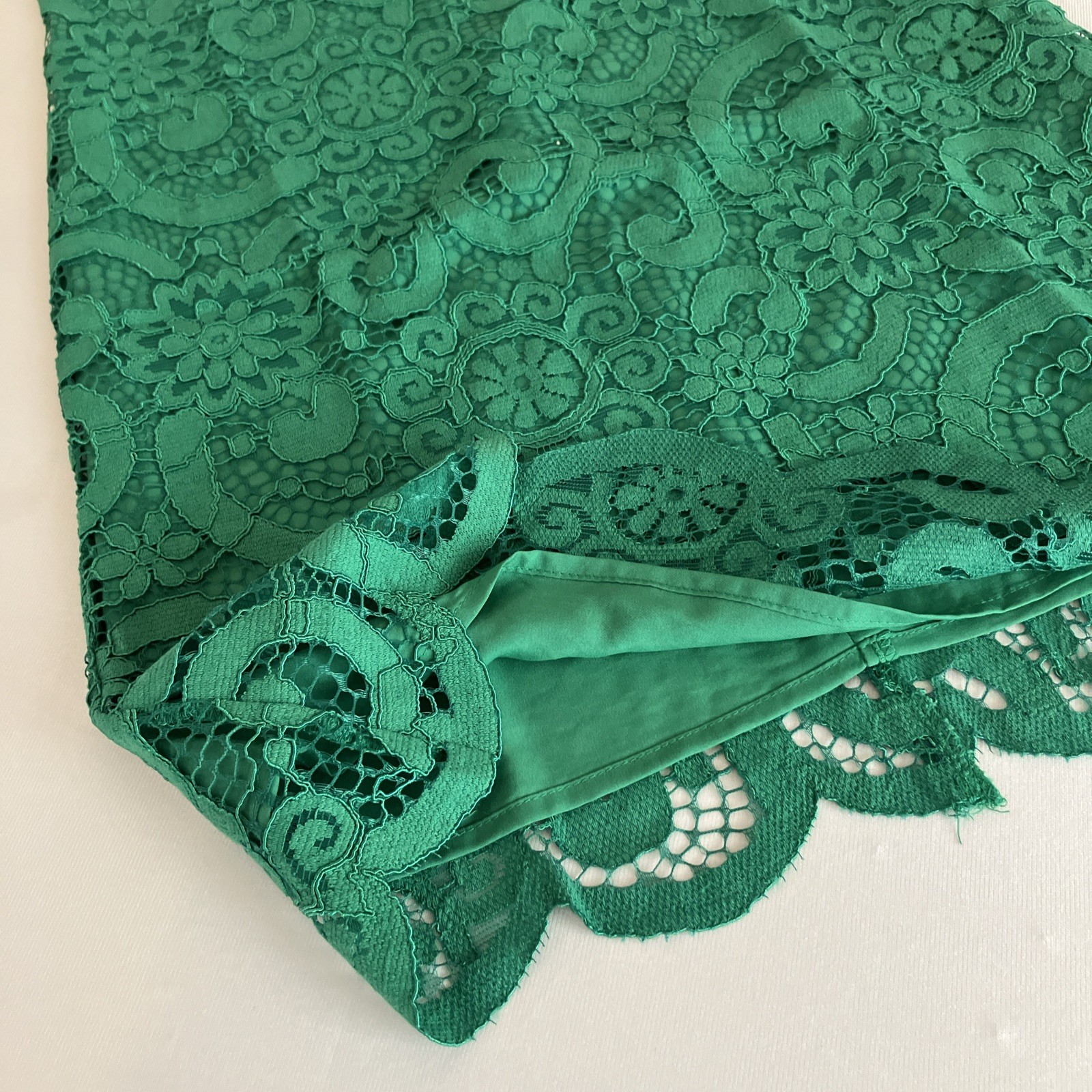 Nanette Lepore Green Lace A-Line Dress Size 2 Mock Neck Knee Length NEW