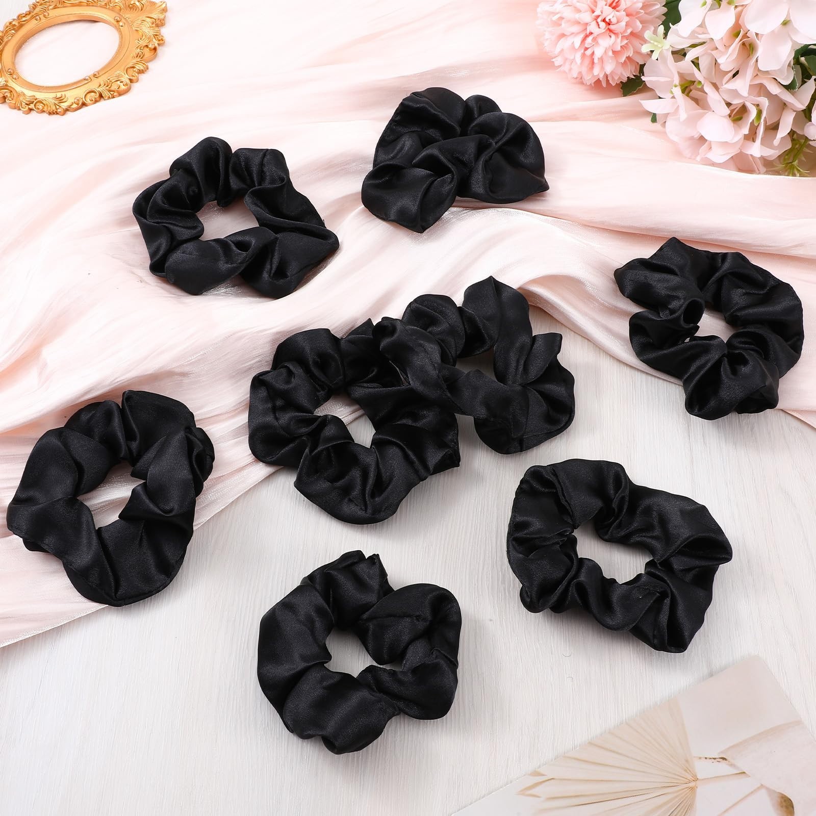 80 Silk Scrunchies Hair Ties – Large Satin Elastic Bands for All Hair Types – Vi