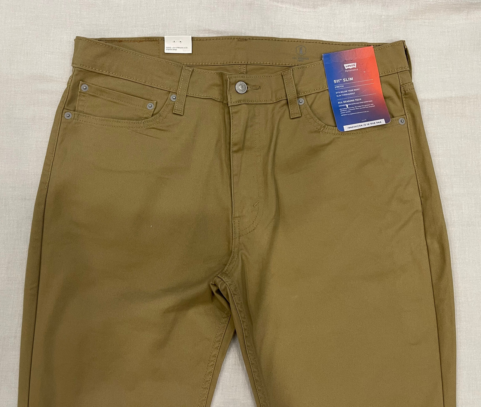 Levis 511 Slim All Seasons Tech Stretch Twill Mens Pants 33X32 Harvest Gold