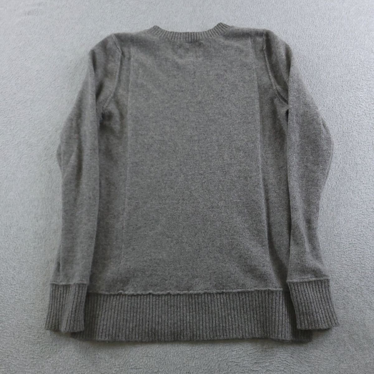 Tahari Sweater Womens M Gray 100 2 Ply Cashmere Zip Shoulder Ribbed Hem FLAW