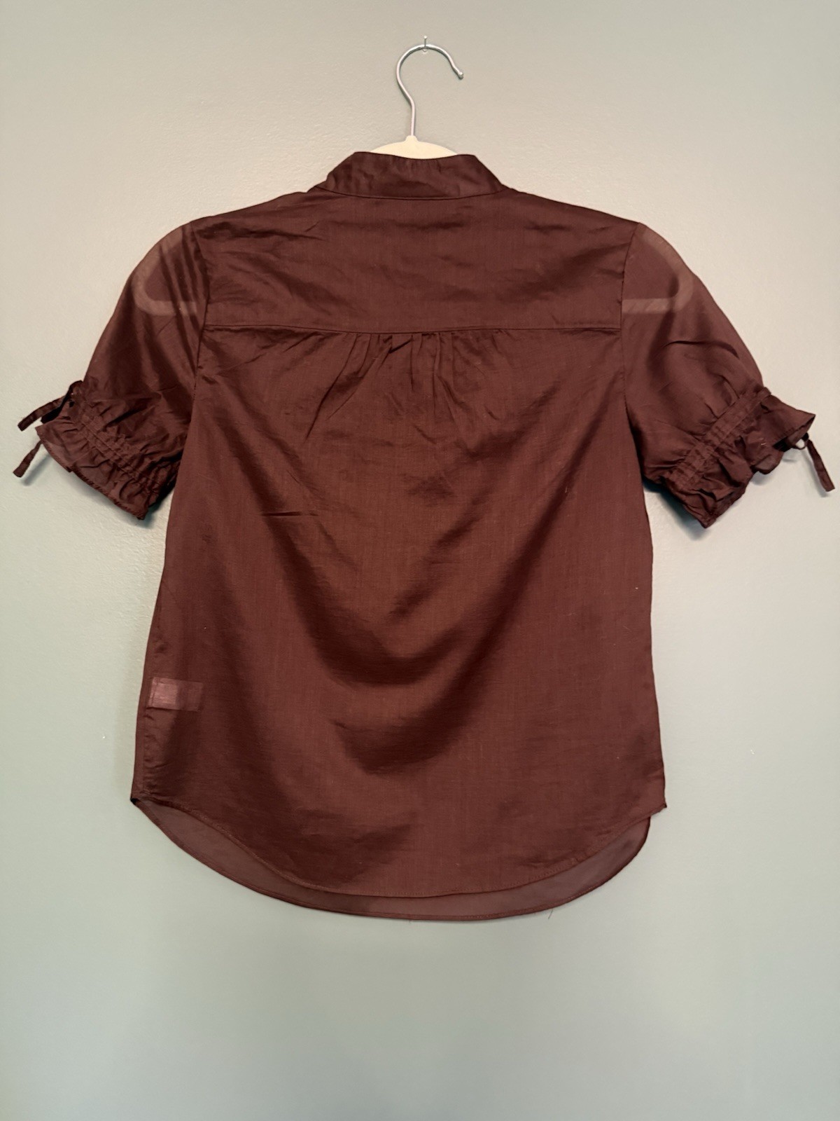 Proenza Schouler White Label Brown Pintuck Cotton Blouse XS | 100% Cotton