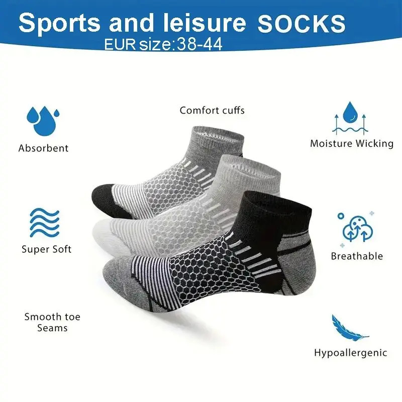 Men’s Athletic Socks 6-Pair Pack – Multi-Colored Sport Footwear, Low Cut & Breat