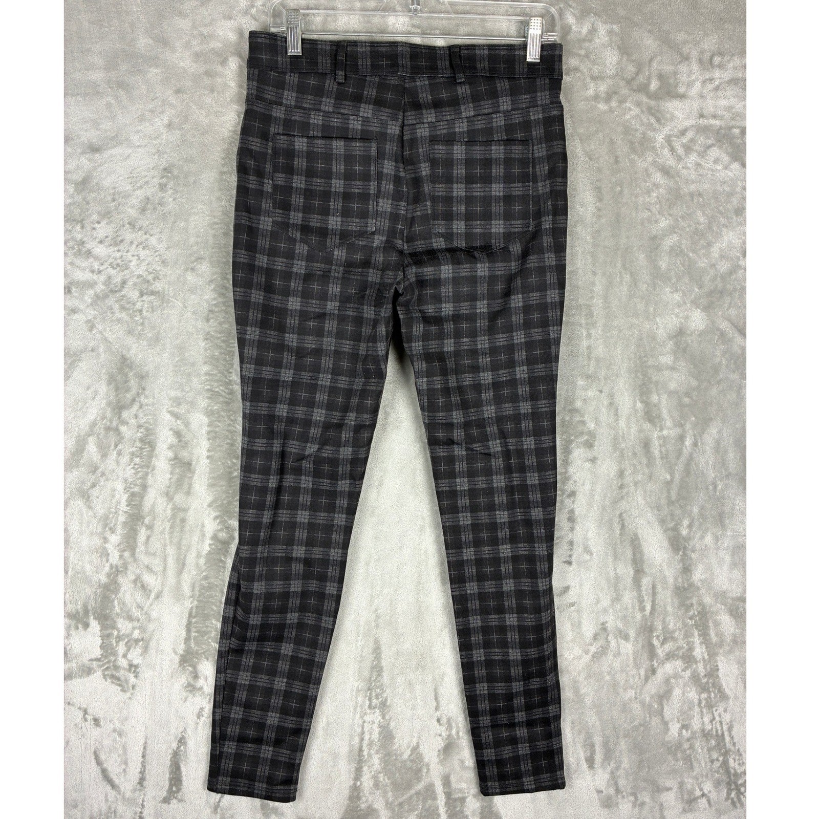 Dorothy Perkins Womens Size 6 Plaid Skinny Trousers Black Grey Checkered Pants