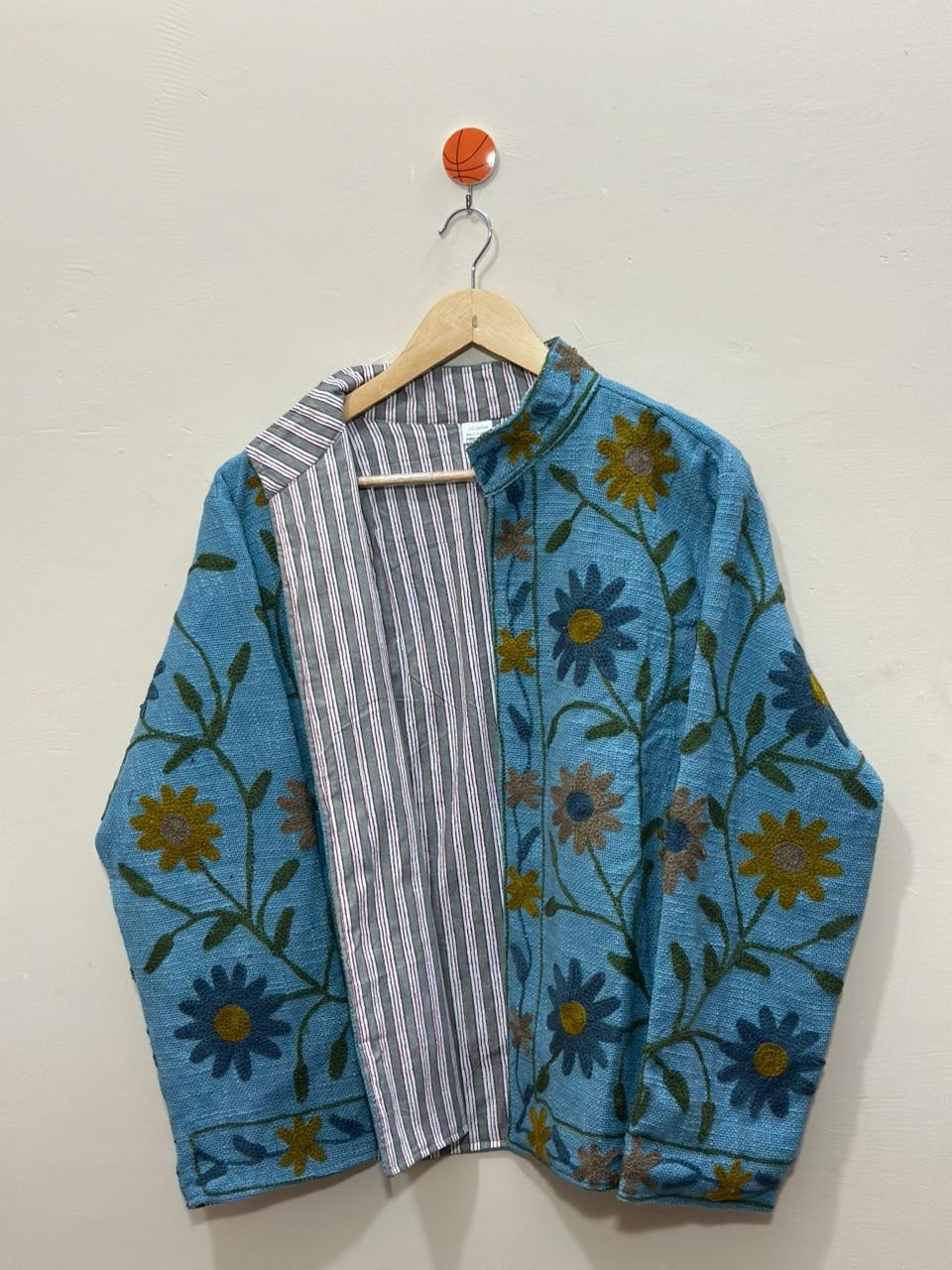 Indian Handmade Cotton Suzani Embroidered Jacket Women Boho Floral Ethnic Coat
