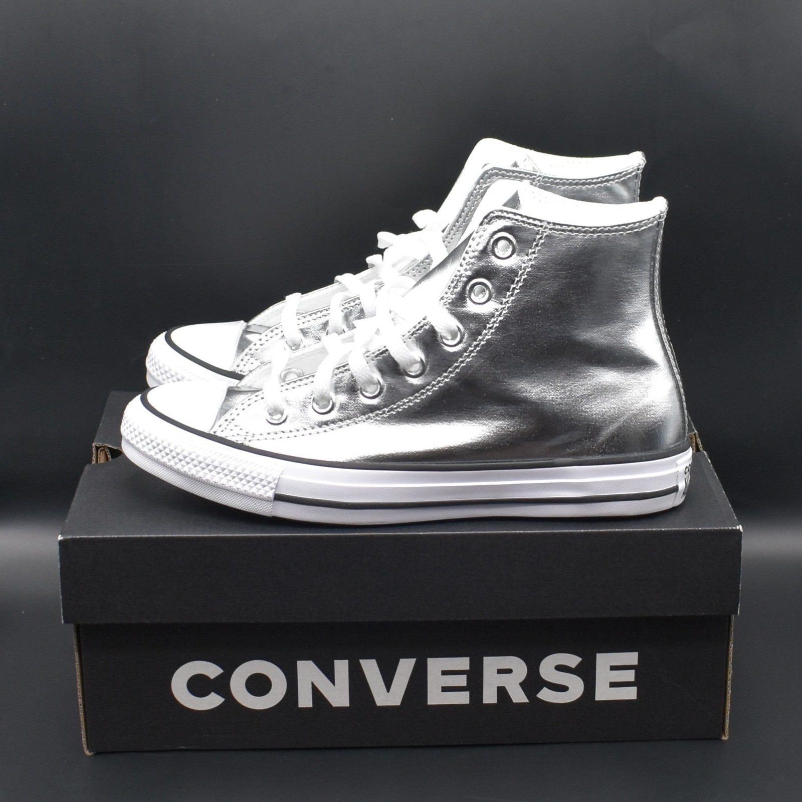 Converse Chuck Taylor All Star Hi Sneakers Metallic Silver W8 M6 NEW A14875C NIB