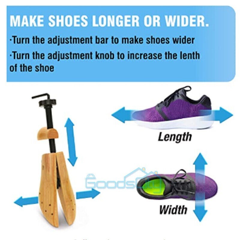 2-Way Wooden Adjustable Shoe Stretcher Expander Men Women Boot Size US 9-13