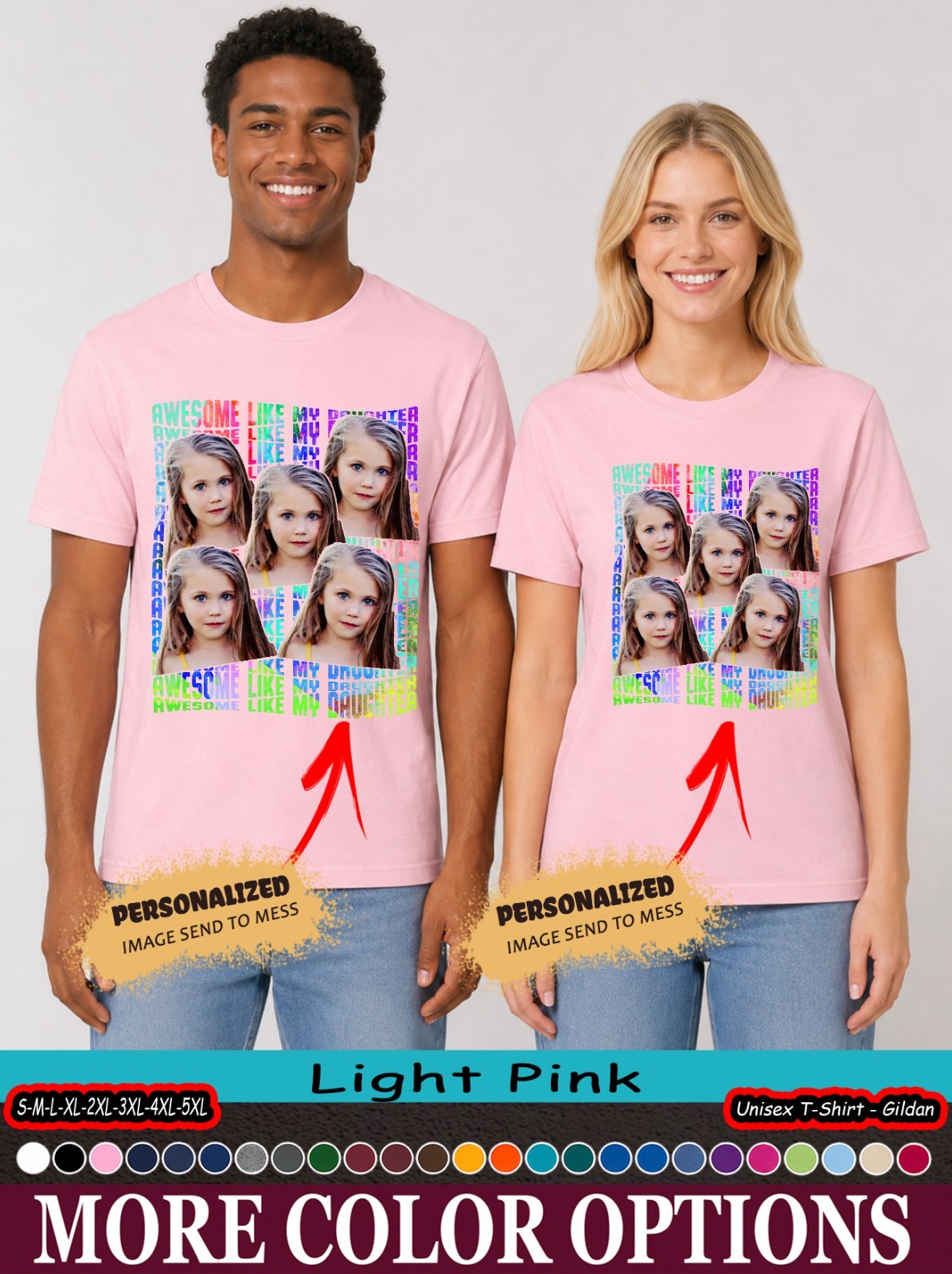 Custom Photo Funny Dad Daughter Shirt, Awesome Like My Daughter Graphic Tee