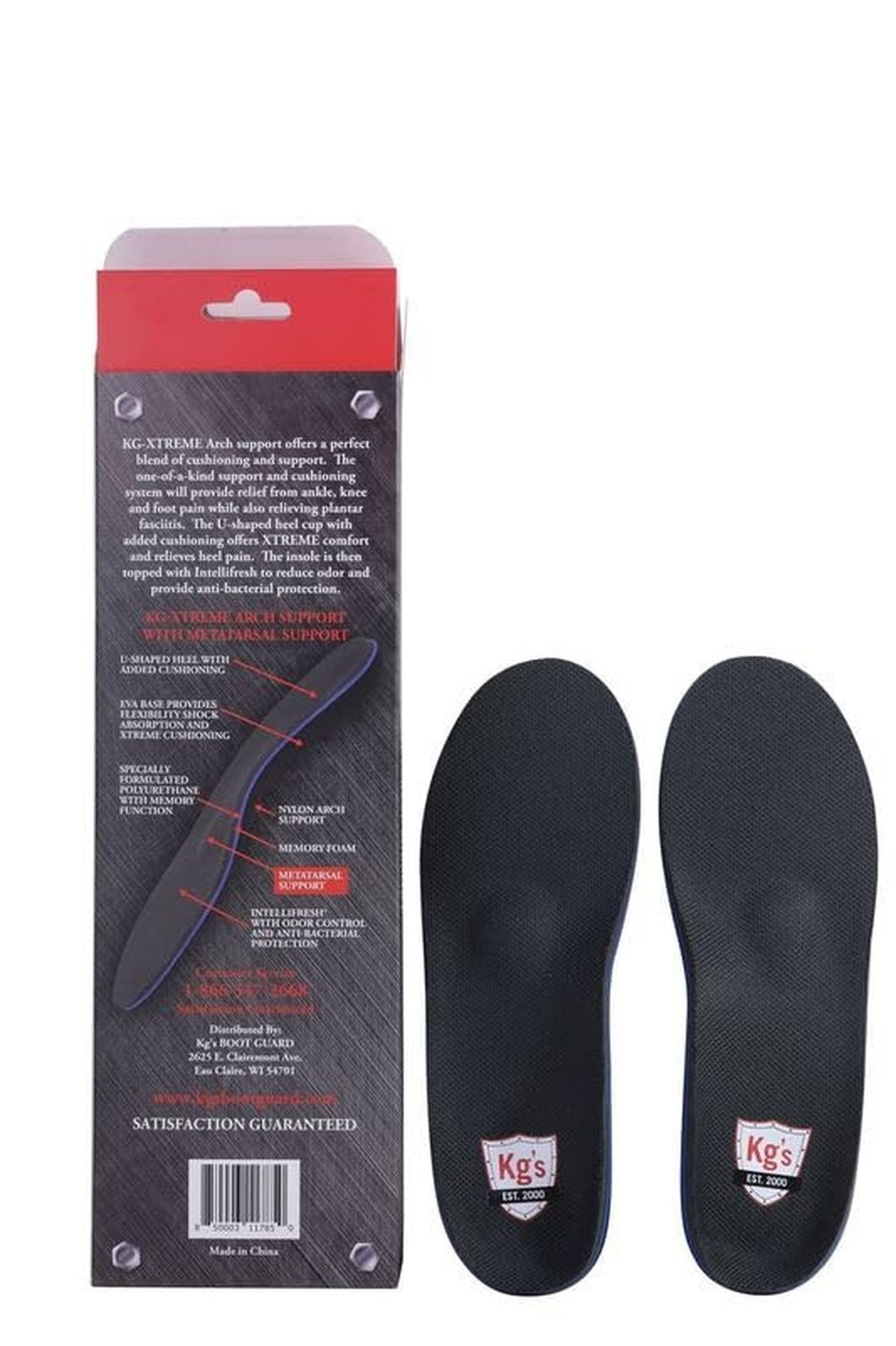 KG’s Arch Support with Metatarsal Support – Cushioned Memory Foam Insoles