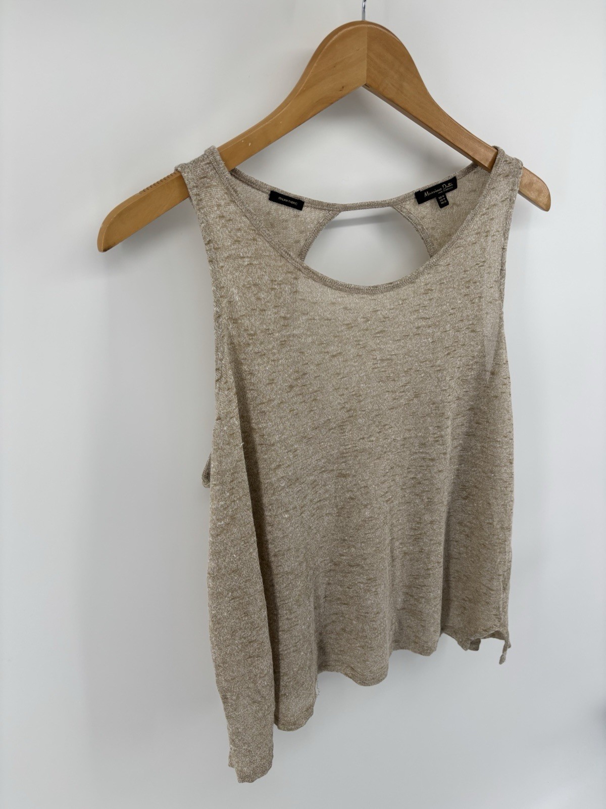Massimo Dutti Sleeveless Tank Top Sz M Italian Linen Keyhole Back Old Money