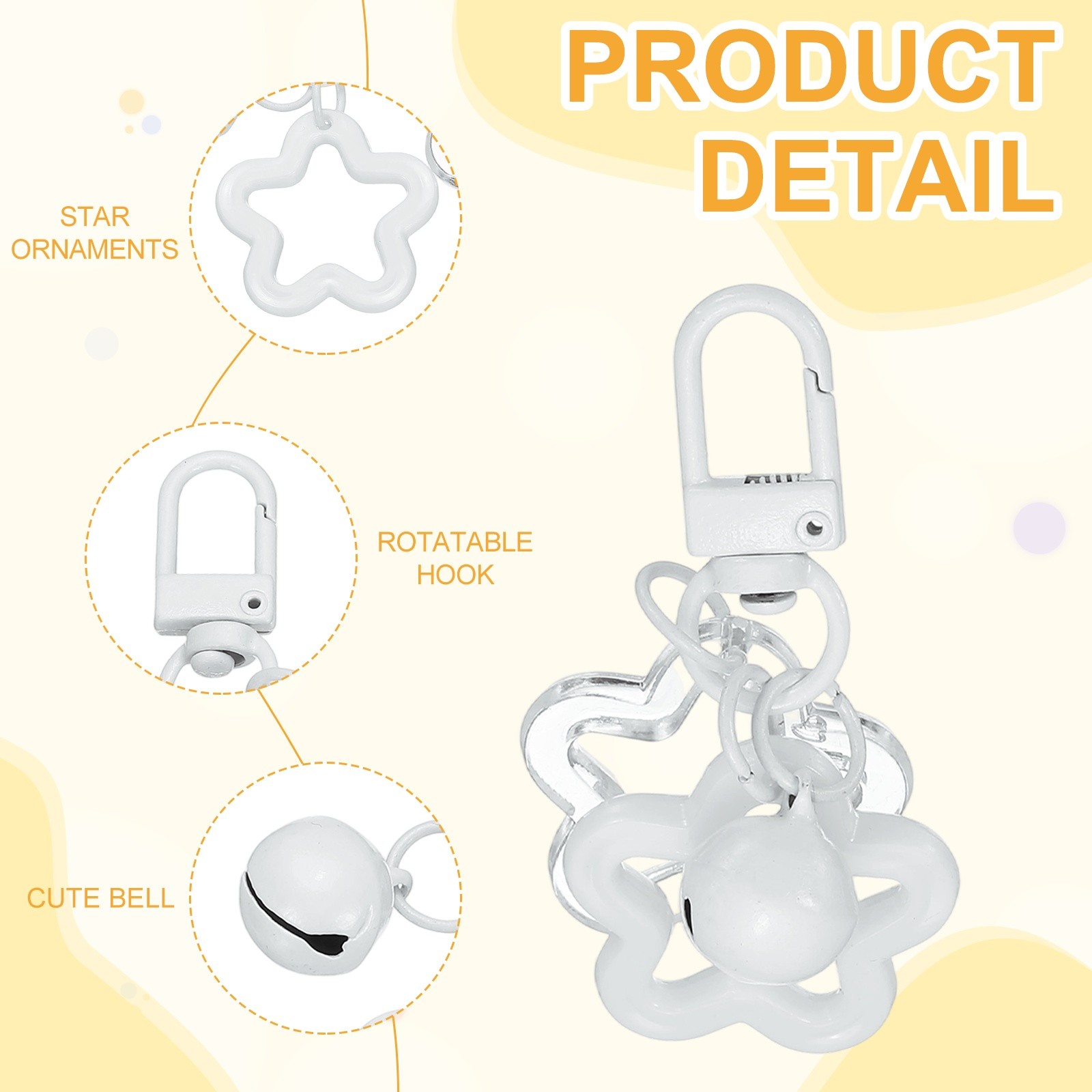 10Pcs, Star Keychain Keychain Charms White