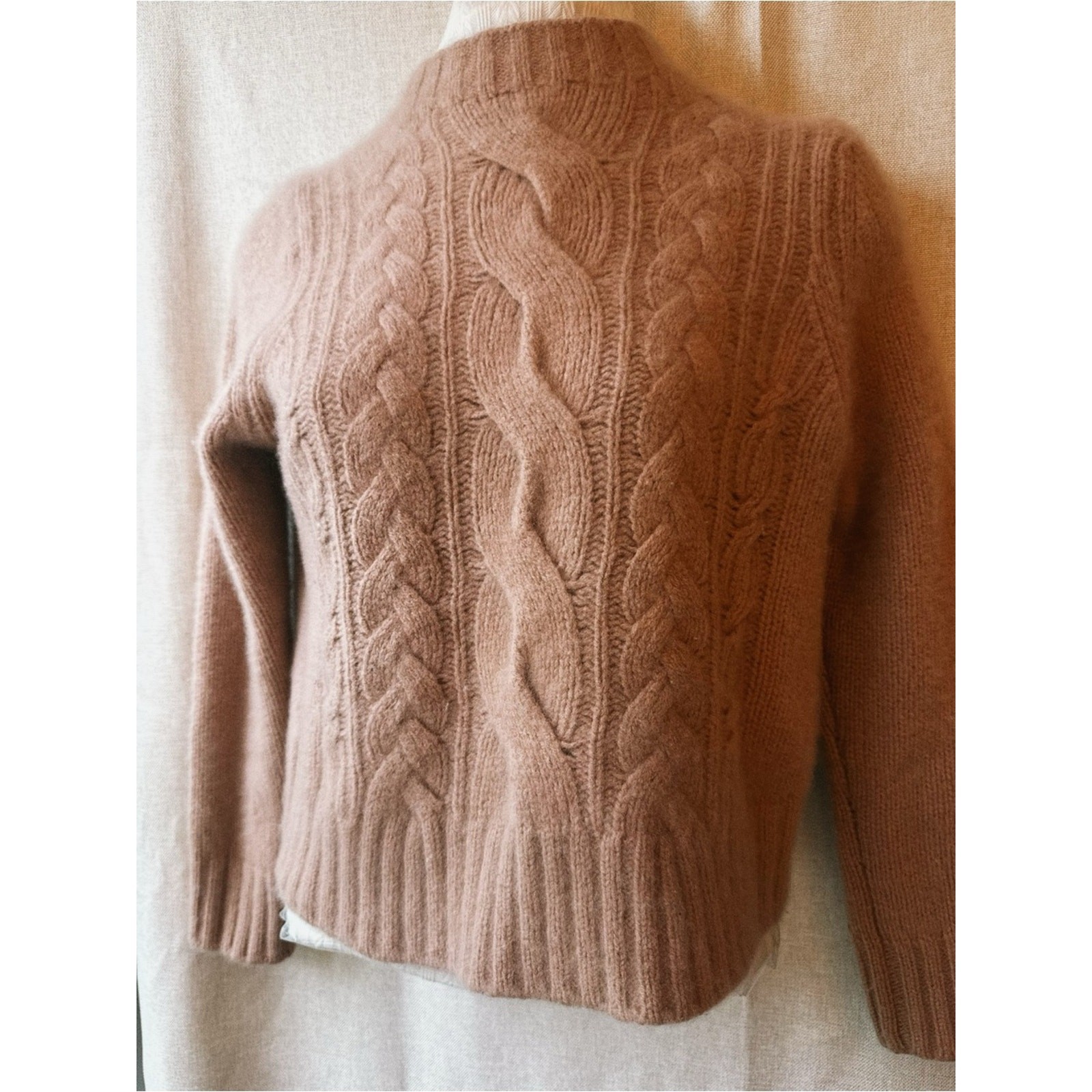 🌸🤍 Vince • Rosewood Cloud • Dusty Blush Pink • Fuzzy Cable Knit Mock Neck