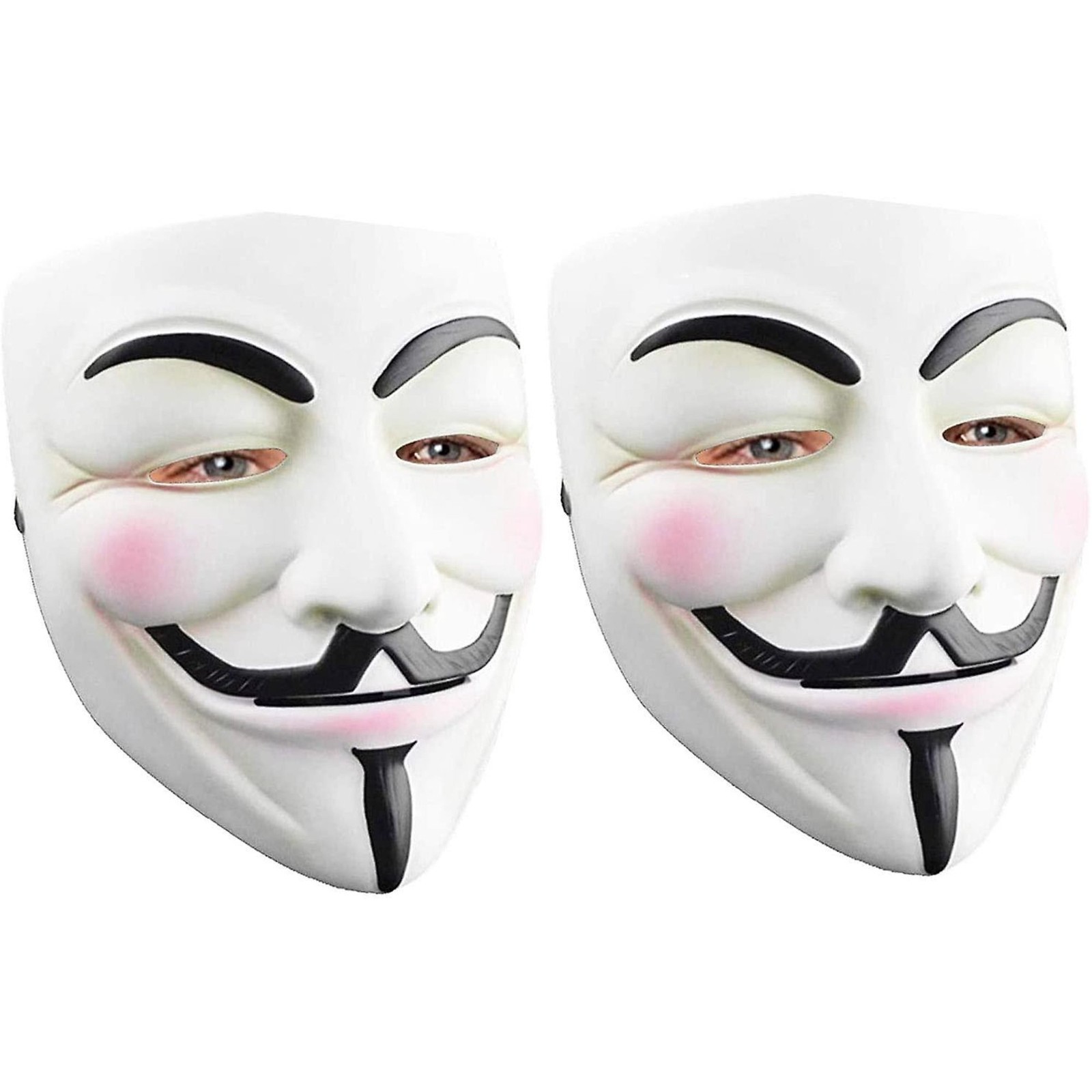Anonymous Style Costume Masks White Full Face Cosplay Props – 2 Pack