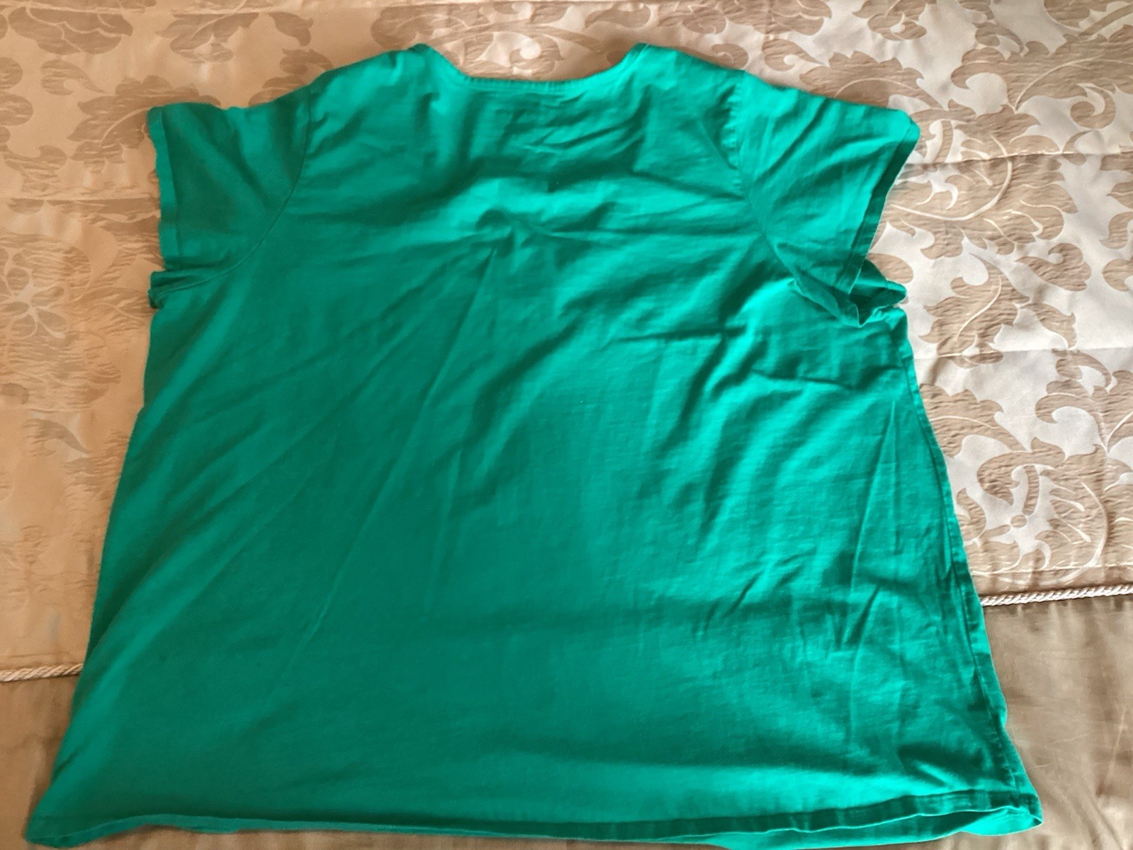 Romans Womens Green Pull Over Shirt Top Short Sleeve 2X 100% Cotton