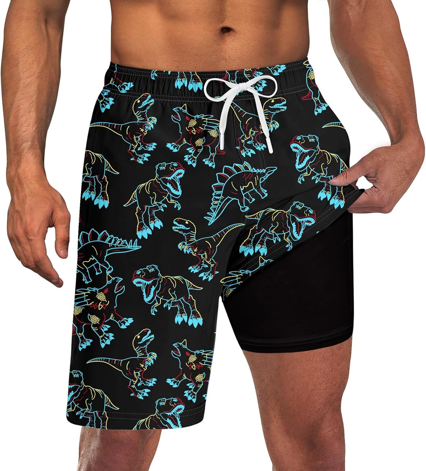 Mens Swim Trunks Quick Dry Compression Liner Pockets 9” Inseam M-3XL UPF 50+