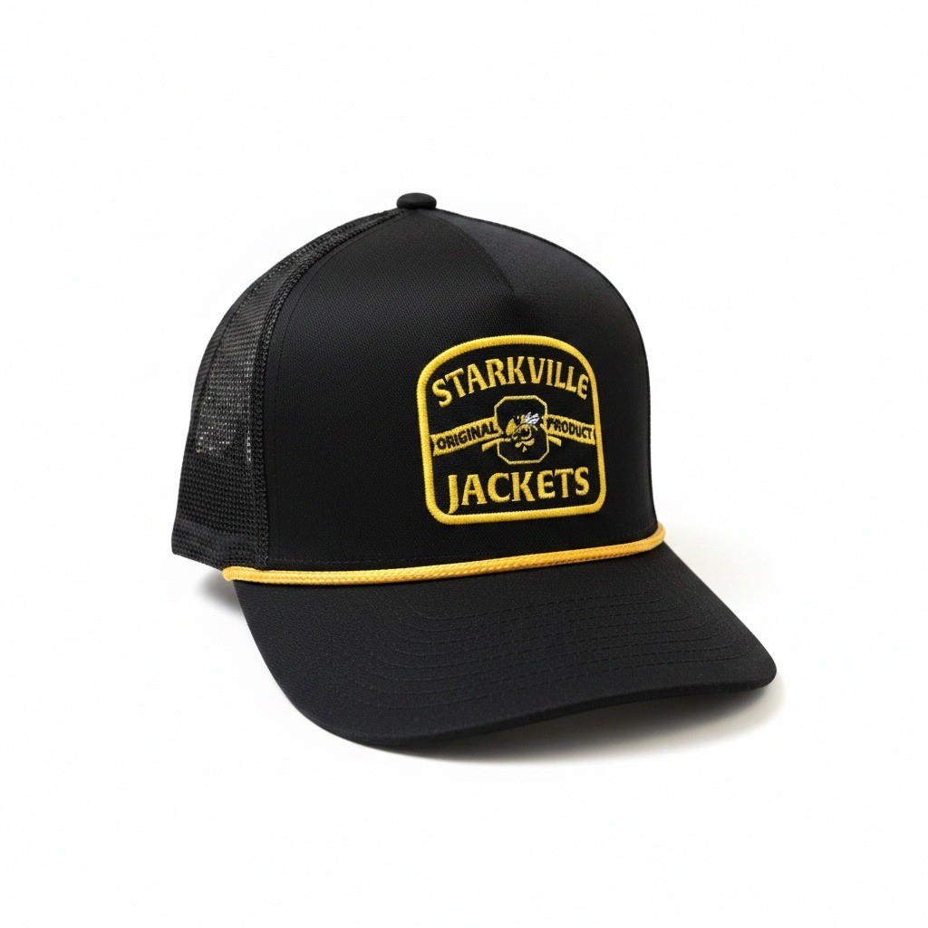 The Game Starkville Jackets Trucker Hat Black Yellow Rope Snapback Cap G200R NEW