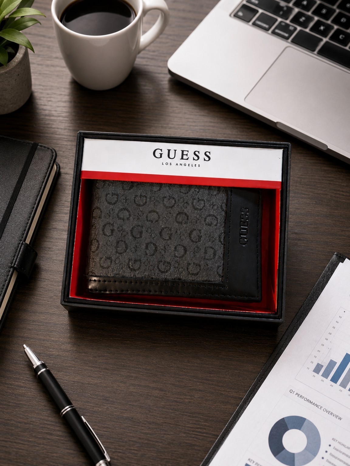 Guess Men’s Leather Credit Card RFID Billfold Wallet With Valet 31GU130036