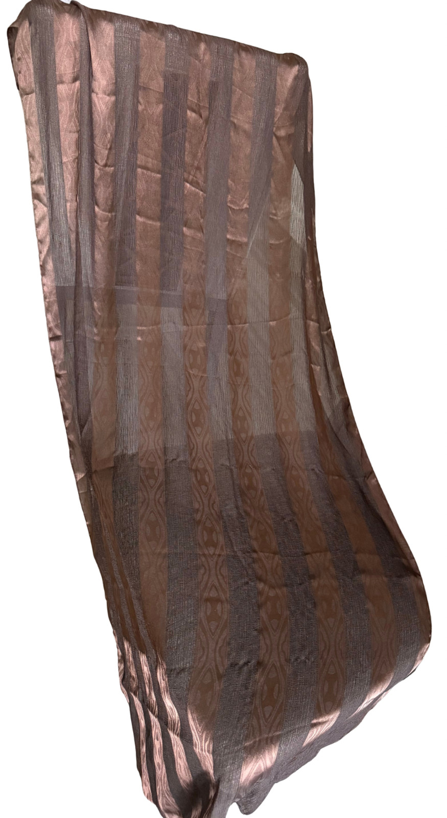Silk Striped Printed Scarf for Women – Metalic Brown
