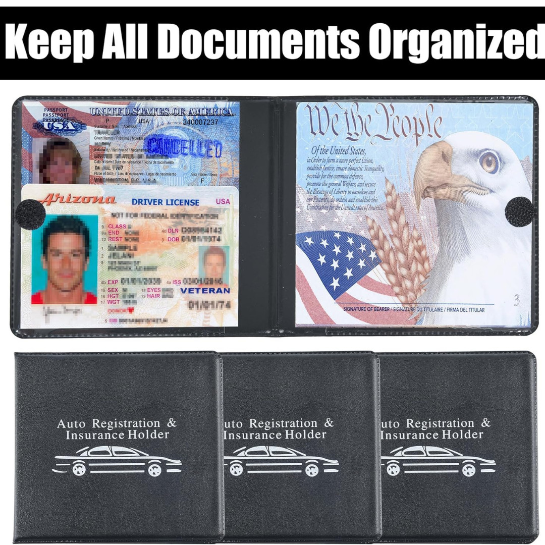 Auto Registration and Insurance Card Holder 2 Packs Car Document ID Holder Gl…
