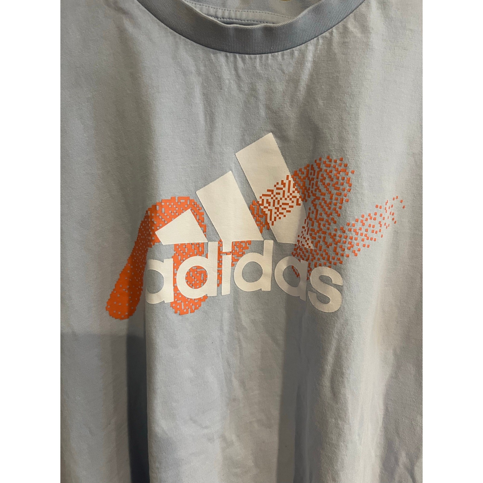 Adidas T-Shirt 100% Cotton Blue Orange White Made in Pakistan Unisex XL NWOT