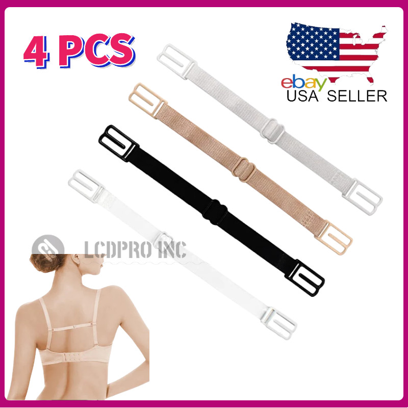 4 Pack Woman Bra Anti-Slip Strap Holder Elastic Clips Adjustable Back Rope Clips