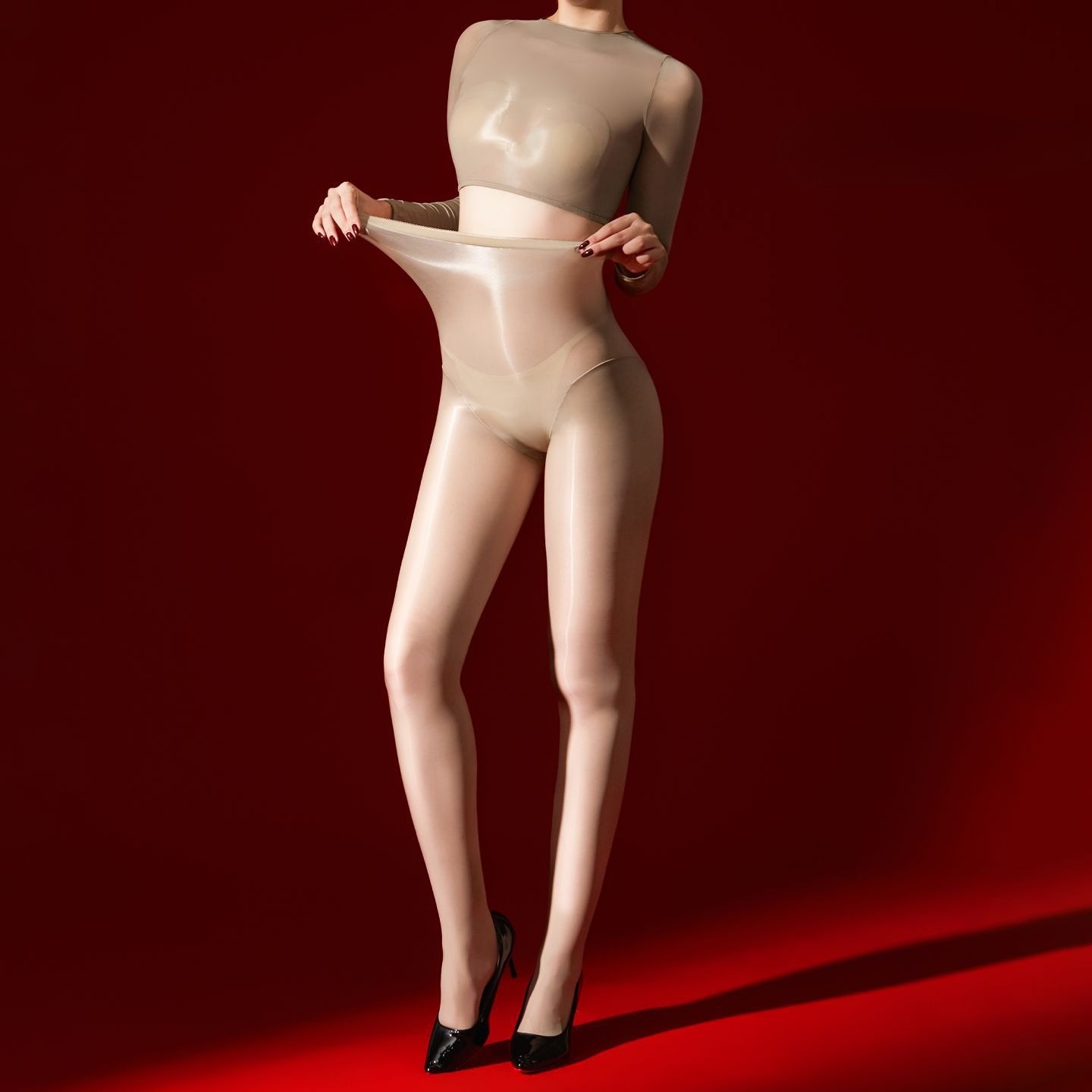 5D Nylon Stocking Ultra-Thin Pantyhose Smooth Bodsuit Oil Shine Glossy Tight