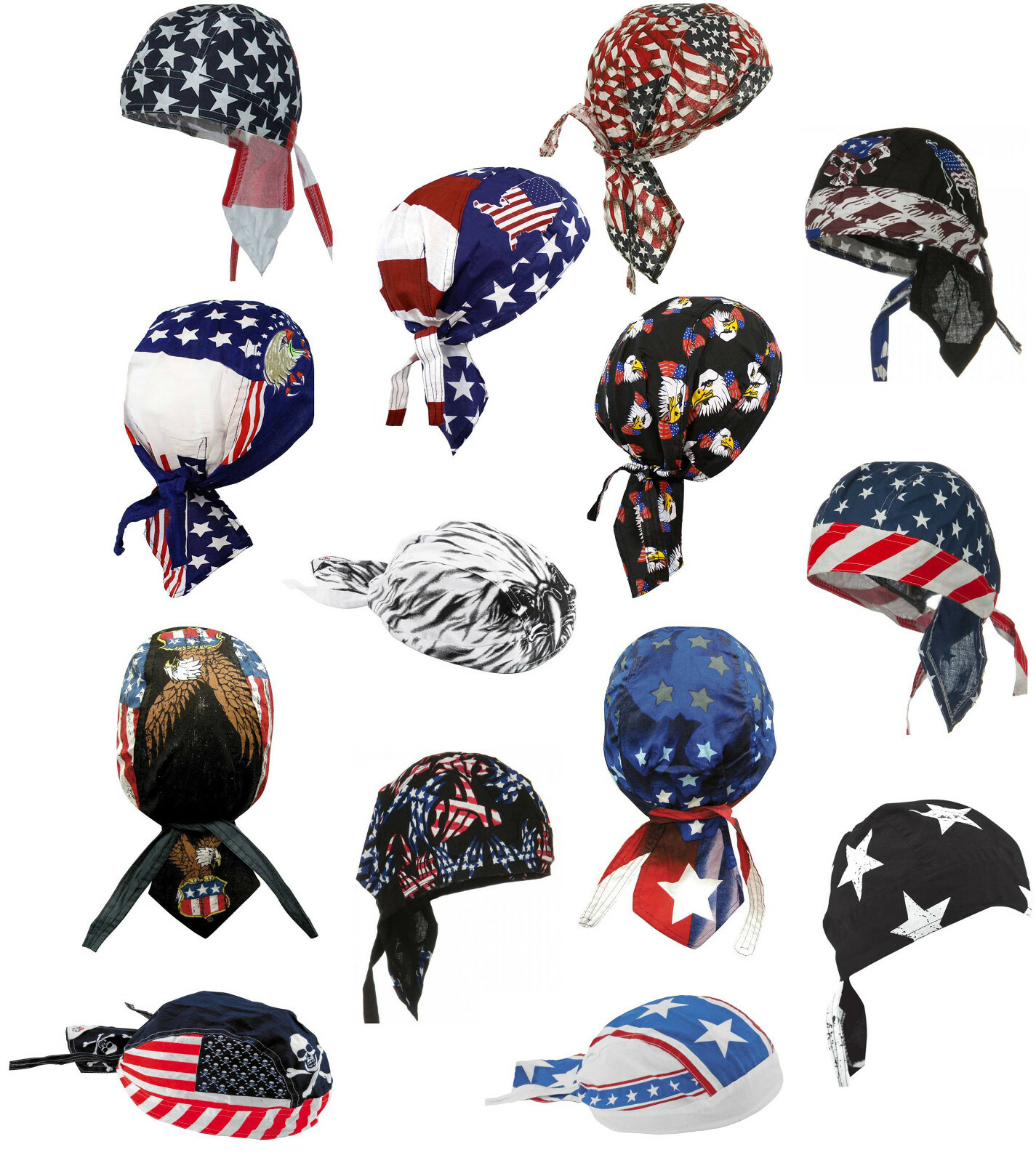 American Flag Skull Cap Patriotic Doo Rag Bald Eagle Bandana Dorag Stars Stripes