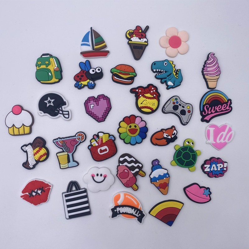 90 Pcs Mixed Pvc Shoe Charms Lot Different Charms Fit For Croc Clog Sandals USA