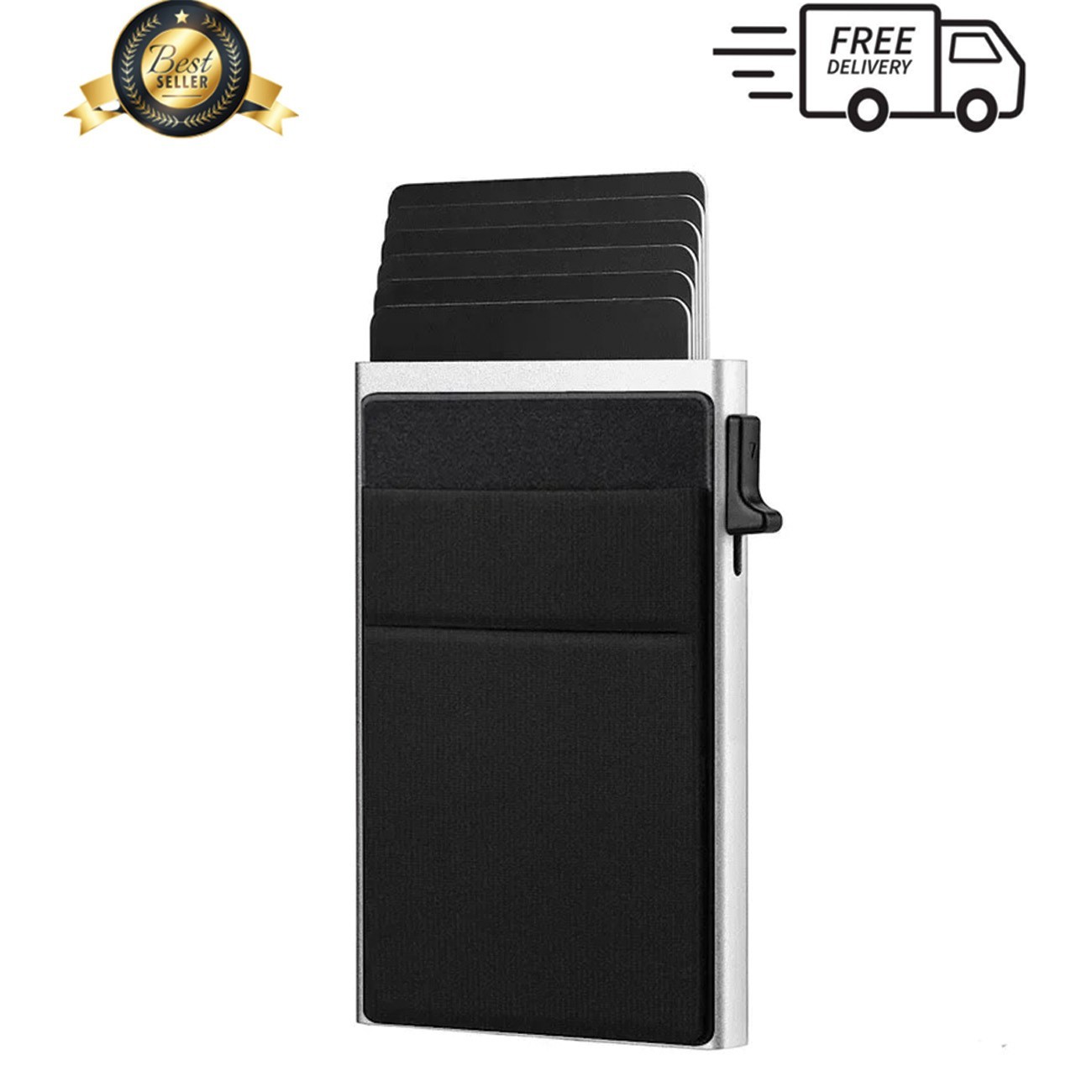 Mens RFID Blocking Wallet Slim Credit Card Holder Black Minimalist Auto Pop Up