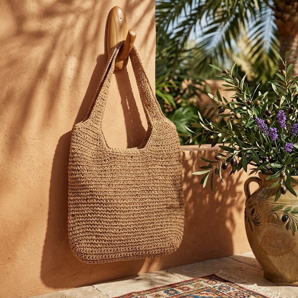 Women Simple Solid Color Large Capacity Straw Shoulder Tote Bag For Vacation