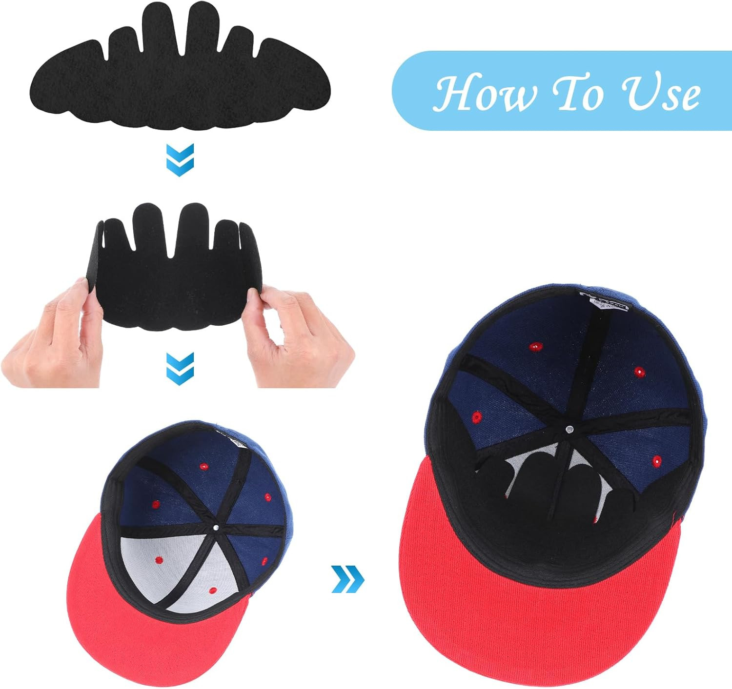 10Pcs Baseball Caps Inserts, Washable Hat Felt Shapers Hat Sweat Liner Cap Inser