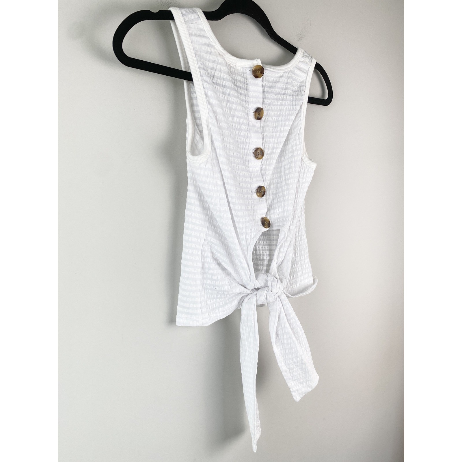 Anthropologie Maeve Seersucker Tie Back Tank XS White Old Money Coastal Chic