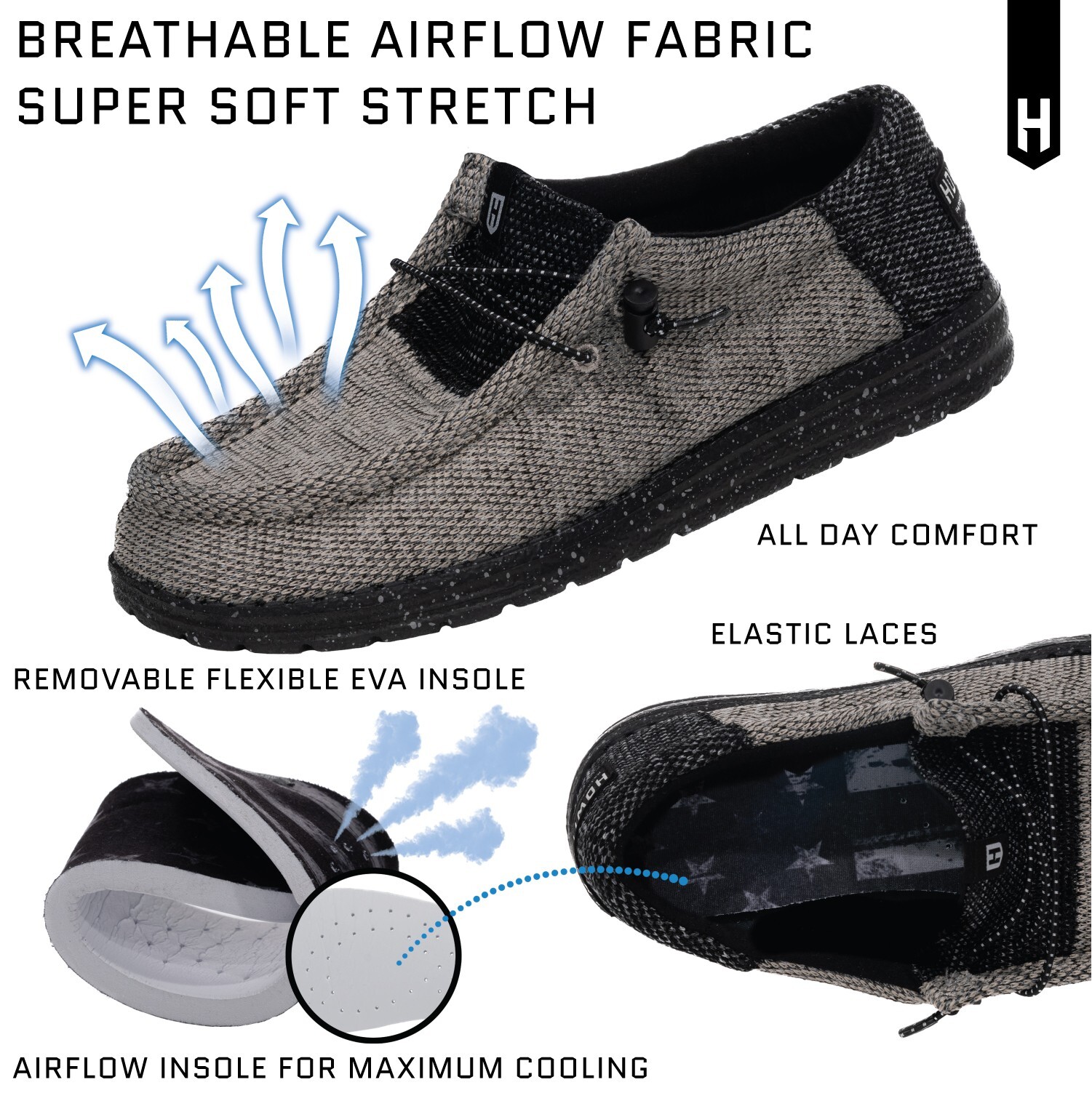 Howitzer Men’s Slip-On Shoes Roam Live Free Sneakers with Camo Print Footwear