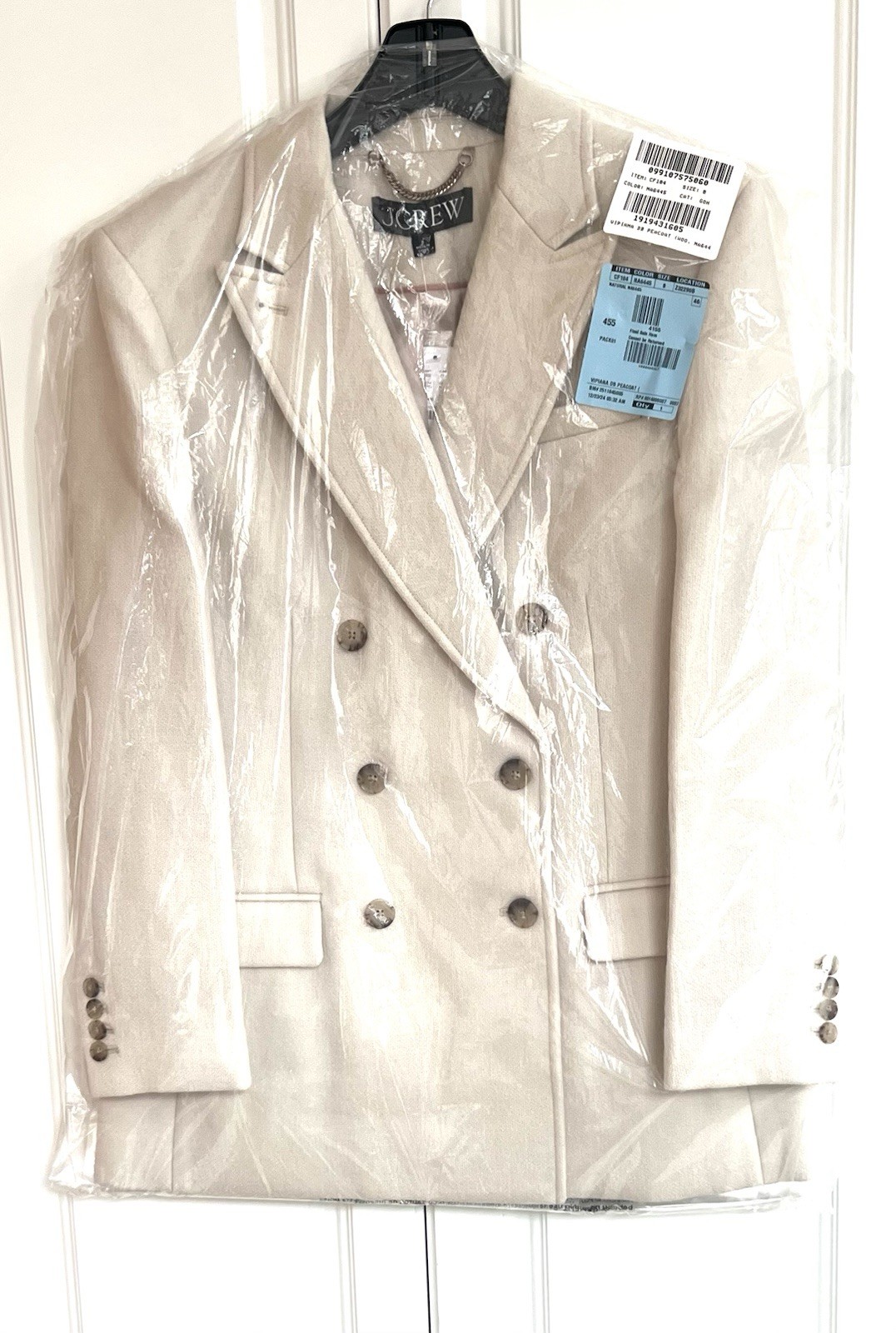 J Crew size 8 natural wool blend double breasted woman’s peacoat CF104
