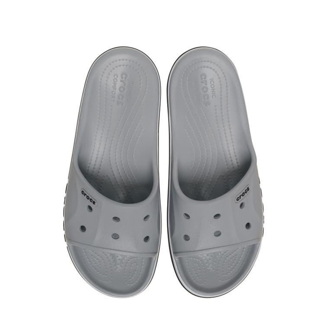 Crocs Bayaband Slide Gray White Slip On Sandals Comfort Men’s Size 9 New